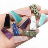 4pc Natural Stone Pendant Trapezoid Rose Quartz Amazonite Polished Gemstone