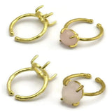 Adjustable Raw Brass Ring Setting for 4 Claw Stones