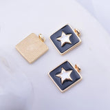 4pcs High Copper Enamel Square Star Pendant DIY Necklace Accessories