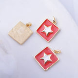 4pcs High Copper Enamel Square Star Pendant DIY Necklace Accessories