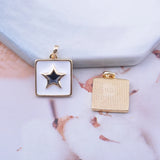4pcs High Copper Enamel Square Star Pendant DIY Necklace Accessories