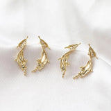 4pcs 14k Plated Water Flower Ear Studs Charms DIY Earrings Components