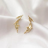 4pcs 14k Plated Water Flower Ear Studs Charms DIY Earrings Components