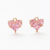 4pcs 18K Plated Brass Zircon Heart Charms Love Pendants DIY Jewelry Making