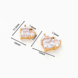 4pcs 18K Plated Brass Zircon Heart Charms Love Pendants DIY Jewelry Making