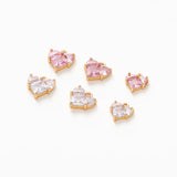 4pcs 18K Plated Brass Zircon Heart Charms Love Pendants DIY Jewelry Making