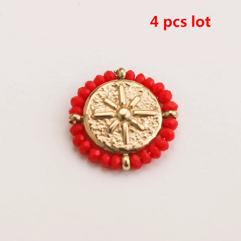 4pcs 18mm Crystal Stainless Steel Charms Pendants DIY Jewelry Making