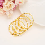 4pcs 24K Baby Bangles Dubai Kids Bracelet Child Jewelry Birthday Gift