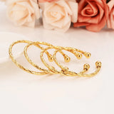 4pcs 24K Baby Bangles Dubai Kids Bracelet Child Jewelry Birthday Gift