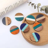 4pcs 28mm Splice Round Earring Charms DIY Jewelry Wood Charms