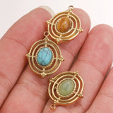 4pcs Stainless Steel Turquoise Charms PVD Stone Pendants for DIY Jewelry Making