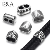 4pcs Stainless Steel Double Hole Beads 5mm 4mm Leather Cord Bracelet Spacer
