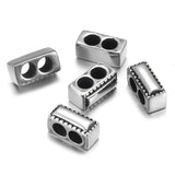 4pcs Stainless Steel Double Hole Beads 5mm 4mm Leather Cord Bracelet Spacer
