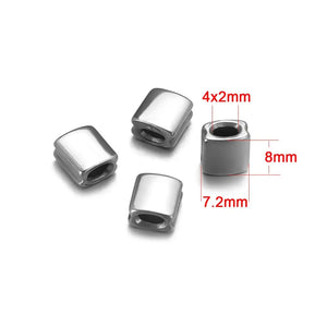 4pcs 316L Stainless Steel Small Hole Beads Metal Slider Charm Spacer Beads