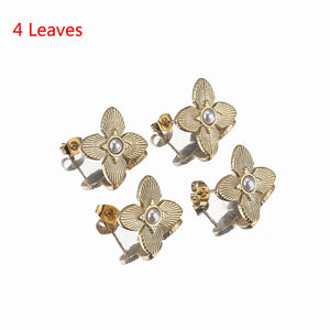 4pcs 18K Gold-Plate Flower Stud Earring Posts DIY Jewelry Supplies