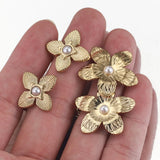 4pcs 18K Gold-Plate Flower Stud Earring Posts DIY Jewelry Supplies