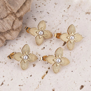 4pcs 18K Gold-Plate Flower Stud Earring Posts DIY Jewelry Supplies