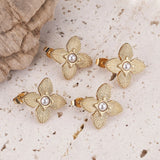 4pcs 18K Gold-Plate Flower Stud Earring Posts DIY Jewelry Supplies
