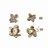 4pcs 18K Gold-Plate Flower Stud Earring Posts DIY Jewelry Supplies