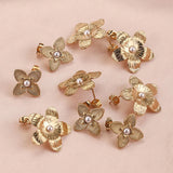 4pcs 18K Gold-Plate Flower Stud Earring Posts DIY Jewelry Supplies