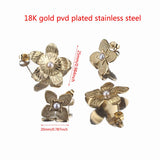 4pcs 18K Gold-Plate Flower Stud Earring Posts DIY Jewelry Supplies