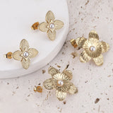 4pcs 18K Gold-Plate Flower Stud Earring Posts DIY Jewelry Supplies
