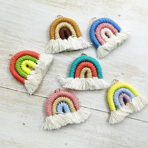 4pcs 40mm Rainbow Tassel Pendant for Earring Jewelry Making