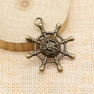 4pcs 40x35mm Rudder Charms Jewelry Making Antique Bronze Plated Findings