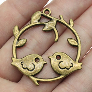 4pcs Love Birds Pendant Bird On Branche Charm Lovebird Charm