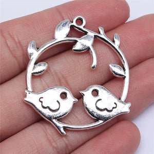 4pcs Love Birds Pendant Bird On Branche Charm Lovebird Charm
