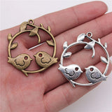 4pcs Love Birds Pendant Bird On Branche Charm Lovebird Charm