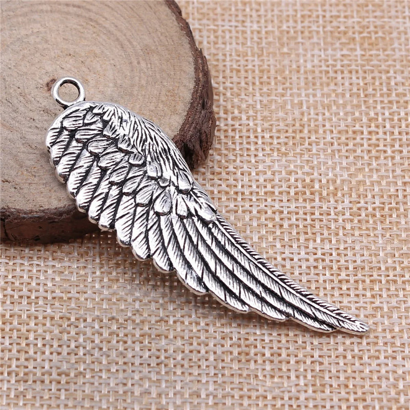 4pcs Antique Silver Wing Pendants for Jewelry Making