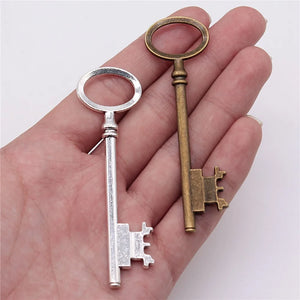 4pcs 79mm Antique Bronze Key Charms for Jewelry Making