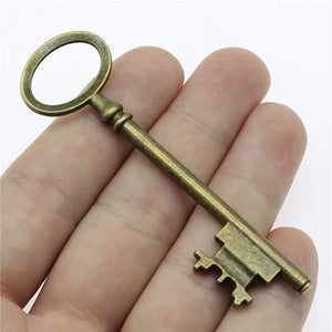 4pcs 79mm Antique Bronze Key Charms for Jewelry Making