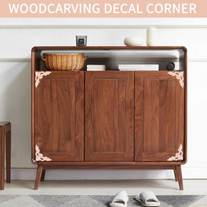 4pcs 8*8cm Wood Carved Onlay Furniture Home Decorations Unpainted Applique