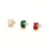 4pcs 8*8mm Copper Clad 14K Zircon Mini Pendant DIY Jewelry Materials