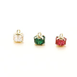 4pcs 8*8mm Copper Clad 14K Zircon Mini Pendant DIY Jewelry Materials