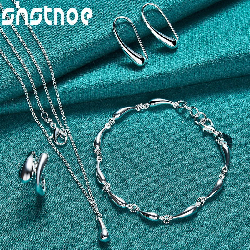 925 Sterling Silver Water Drop Jewelry Set for Women