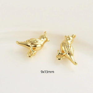 4pcs 9x13mm Copper Plated Double Hanging Bird DIY Jewelry