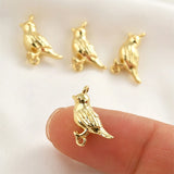 4pcs 9x13mm Copper Plated Double Hanging Bird DIY Jewelry