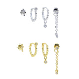 925 Silver CZ Stone Hoop Earrings Set for Women Wedding Jewelry