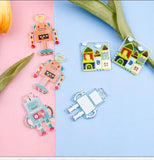 4pcs Acrylic Robot Charm Key Chain Jewelry Accessories DIY Pendant