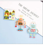 4pcs Acrylic Robot Charm Key Chain Jewelry Accessories DIY Pendant