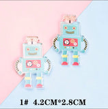 4pcs Acrylic Robot Charm Key Chain Jewelry Accessories DIY Pendant