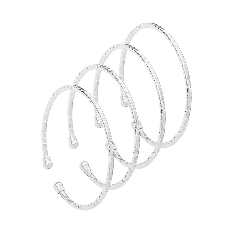 4pcs Africa Jewelry Ethiopian Silver Plated Striped Bracelet Dubai Bangle