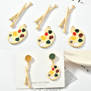 4pcs Alloy Brush Palette Pendant DIY Earring Accessories