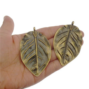 4pcs Antique Bronze Tree Leaf Necklace Pendant Charms Vintage Jewelry Findings