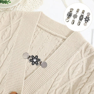 4pcs Retro Crystal Cardigan Clip for Women Sweater Dress
