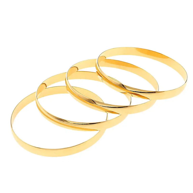 4pcs Copper Plane Round Bangle Women Charm Bangles