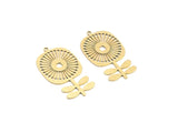 4pcs Brass Sunflower Charm Pendant